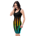 Sexy black Dress with colorful line. Women’s Night dress on party