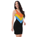 Sexy black Dress with colorful line. Sexy College dress