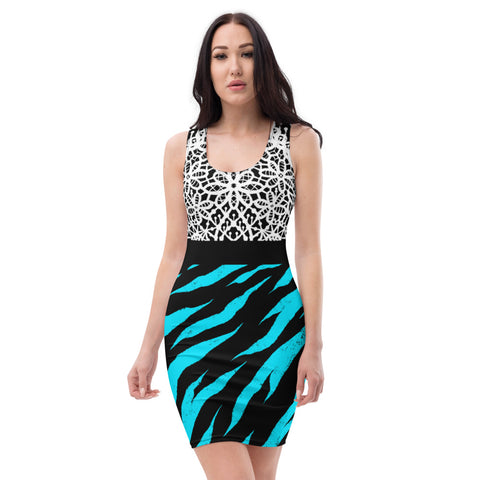 Blue tiger skin sexy night Dress for club party