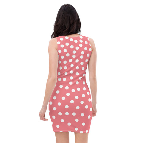 Sexy pink summer Dress in white dots. Sexy College dress.