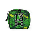 Fashionable green duffle bag - Cash. Cool sport bag with money print