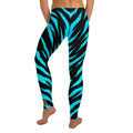 Womens Leggings with blue tiger stripes. Fashionable womens leggings with animal print