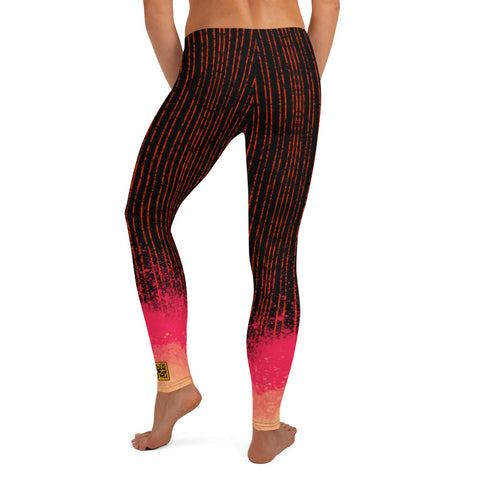 Designer Sexy womens leggings with red lines pattern. Hot womens leggings with stripes print
