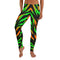 Black womens Leggings with acid green orange stripes. Swag casual fashion leggings with animal print