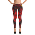 Designer sexy womens Leggings with black laces print. Fashionable red womens leggings with black laces pattern. Sexy leggings with tattoo print