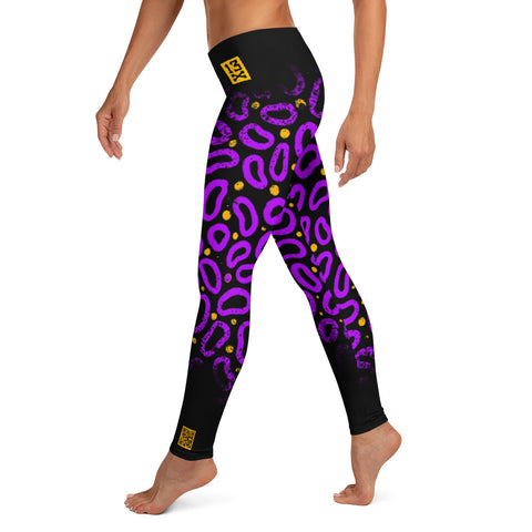 Sexy womens leggings with purple bubble designer pattern. Hot womens leggings with designer print