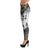 Designer sexy womens Leggings with black laces print. Fashionable gray womens leggings with black laces pattern. Sexy leggings with tattoo print
