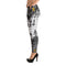 Designer sexy womens Leggings with black laces print. Fashionable gray womens leggings with black laces pattern. Sexy leggings with tattoo print
