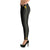 Designer khaki womens Leggings with black lines print. Fashionable olive womens leggings with black stripes pattern