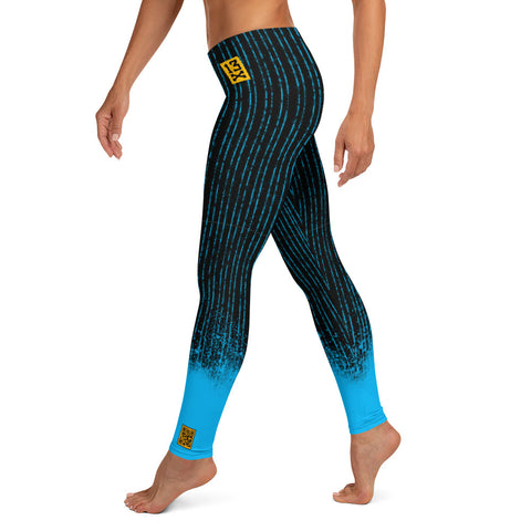 Designer Sexy womens leggings with blue lines pattern. Hot womens leggings with stripes print