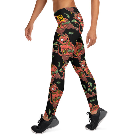 Designer womens Leggings with a funny imp. Fashionable fitness leggings for an active life. Cool Dripping women’s leggings. Drip leggings.