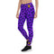 Designer womens Leggings with purple leopard print. Swag womens leggings with unique designer animals pattern. Purple womens leggings
