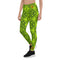 Fashionable womens Leggings with floral pattern. Trendy womens leggings with flowers print. Green womens leggings