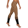 Womens Leggings plaid pattern. Fashionable womens leggings with brown plaid print