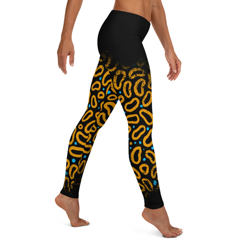 Sexy womens leggings with yellow  bubble designer pattern. Hot womens leggings with designer print