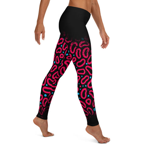 Sexy womens leggings with pink bubble designer pattern. Hot womens leggings with designer print