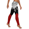 Designer womens Leggings with plaid pattern. Fashionable womens leggings with red plaid print