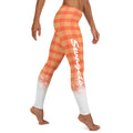 Womens Leggings with coral plaid pattern. Fashionable womens leggings with coral plaid print