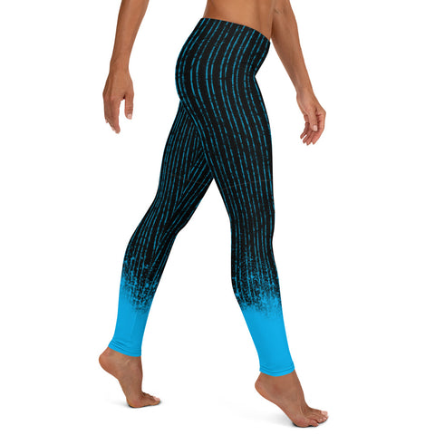 Designer Sexy womens leggings with blue lines pattern. Hot womens leggings with stripes print