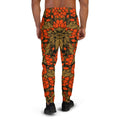 Mens Joggers with red flowers print. Mens Joggers with floral pattern