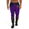 Mens purple Joggers with black lines. Mens black striped joggers. Fashionable mens pants with strips