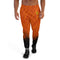 Mens orange Joggers with tiger skin pattern. Mens orange joggers. Fashionable mens pants with orange tiger stripes print.