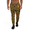 Mens Joggers with gold flowers print. Mens Joggers with floral pattern