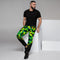 Mens Joggers with green camo pattern.  Mens Joggers with camouflage print. Fashionable SWAG Camo pants.