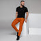 Mens orange Joggers with tiger skin pattern. Mens orange joggers. Fashionable mens pants with orange tiger stripes print