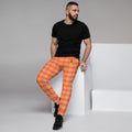 Mens Joggers with plaid pattern. Mens white joggers. Hype trendy mens pants with plaid print. Fashionable mens joggers with plaid print.