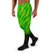 Mens green Joggers with tiger skin pattern. Mens green joggers. Fashionable mens pants with green tiger stripes print.
