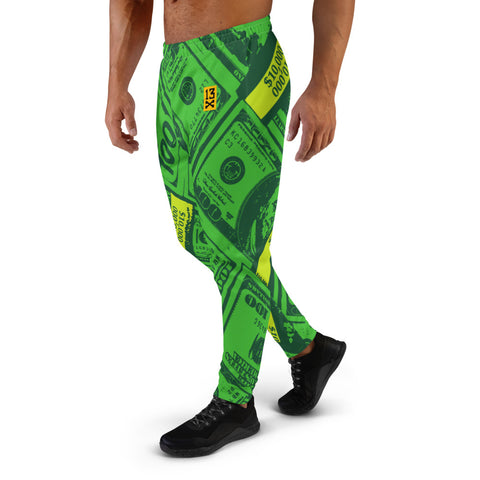 Mens Joggers with 100 dollars pattern. Mens Joggers with money pattern. One hundred dollars print.