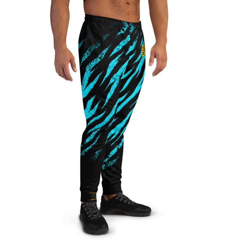 Mens Joggers with animal camouflage pattern. Mens Joggers with blue tiger stripes skin. LIMITED EDITION