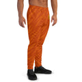 Mens orange Joggers with tiger skin pattern. Mens orange joggers. Fashionable mens pants with orange tiger stripes print