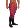 Mens orange Joggers with tiger skin pattern. Mens orange joggers. Fashionable mens pants with orange tiger stripes print.
