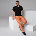 Mens Joggers with plaid pattern. Mens white joggers. Hype trendy mens pants with plaid print. Fashionable mens joggers with plaid print.