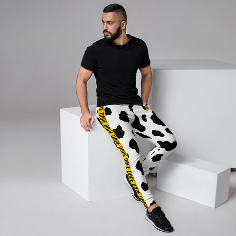 Swag Mens Joggers with cow pattern. Fashionable Mens Joggers with cow print. Mens Joggers with animal print.
