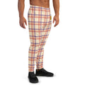 Mens Joggers with plaid pattern. Cute Mens joggers. Hype trendy mens pants with plaid print. Fashionable mens joggers with plaid print.
