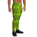 Green Mens Joggers with floral pattern. Luxury Mens Joggers with flowers pattern.