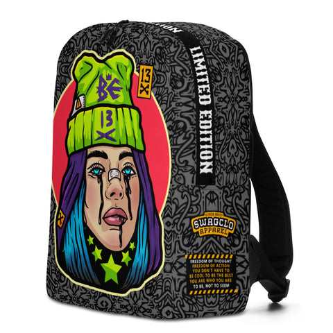 Designer dripped Backpack with swag girl. Fashionable drip style gift for boyfriend or girlfriend. Awesome trendy gift . Swag backpack with stylish design.