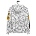 Womens Hoodie with an uniquely designed floral print. Unique designed hoodies with gray and white flowers pattern.
