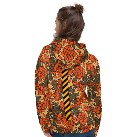 Womens Hoodie with an uniquely designed floral print. Unique designed hoodies with flowers.