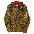 Unisex Hoodie with an uniquely designed floral print. Unique designed hoodies with gold flowers.
