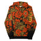 Womens Hoodie with an uniquely designed floral print. Unique designed hoodies with red flowers pattern.