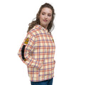 Cute womens hoodie with plaid. Branded checkered hoodie. Fashionable classic hoodies